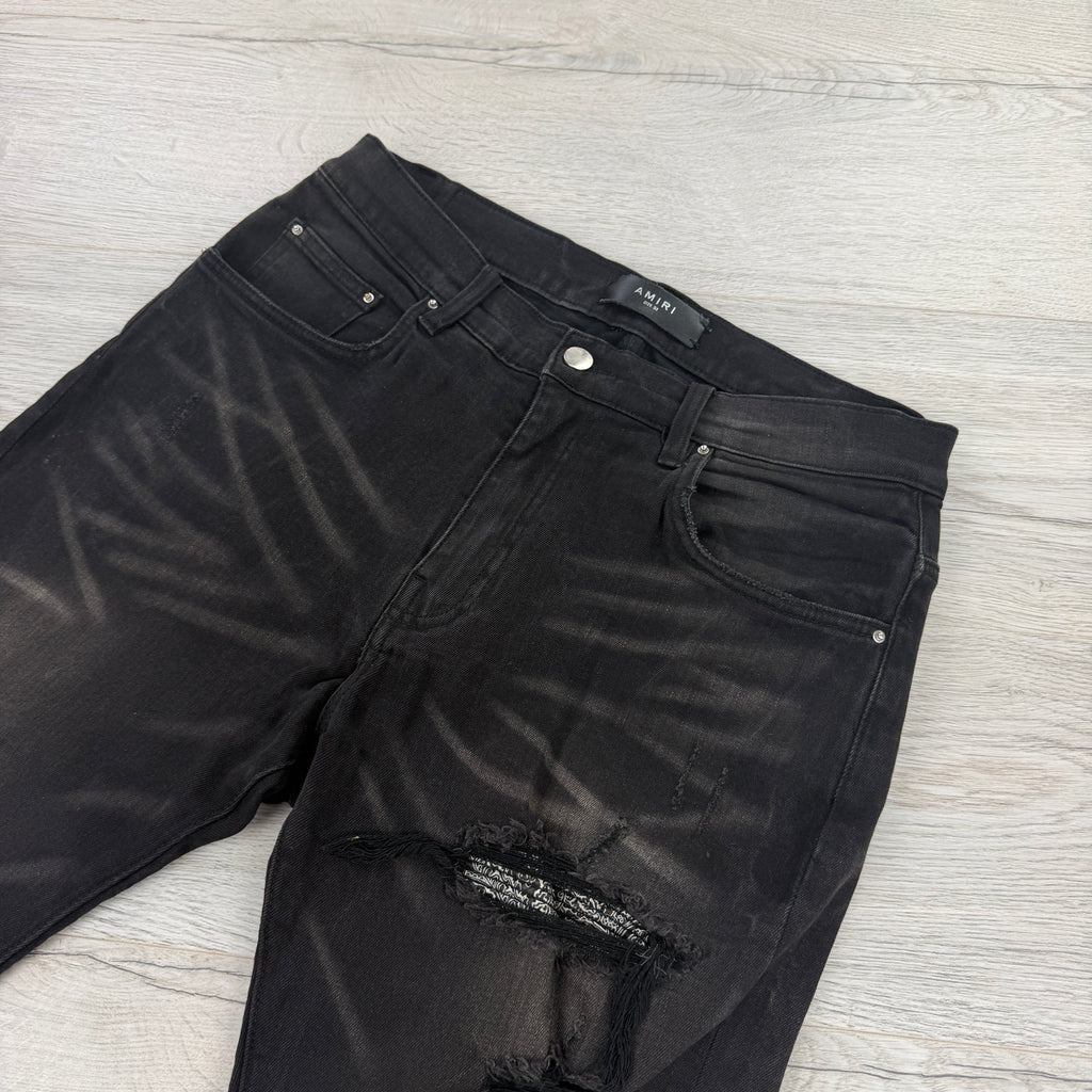 Amiri Men’s Boucle MX1 Aged Black Distressed Jeans - Uk 30/31