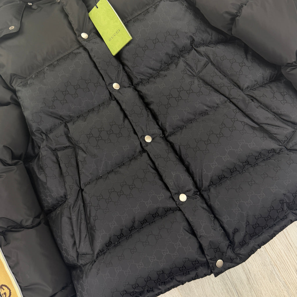 Gucci Men’s GG Jacquard Nylon Padded Down Jacket - Size 48 (M/L)