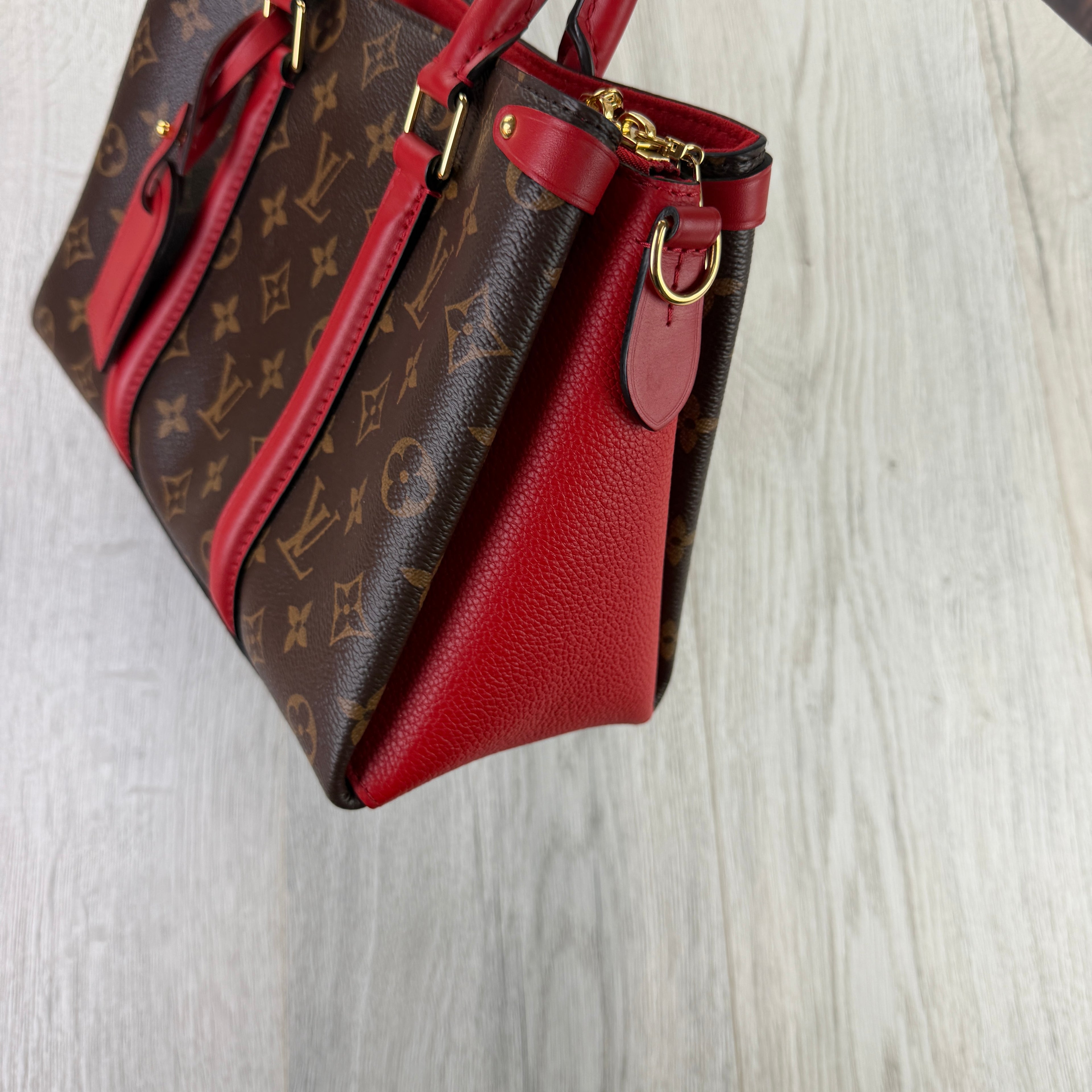 Louis Vuitton Women’s Soufflot Tote BB Brown/Red Canvas/Leather