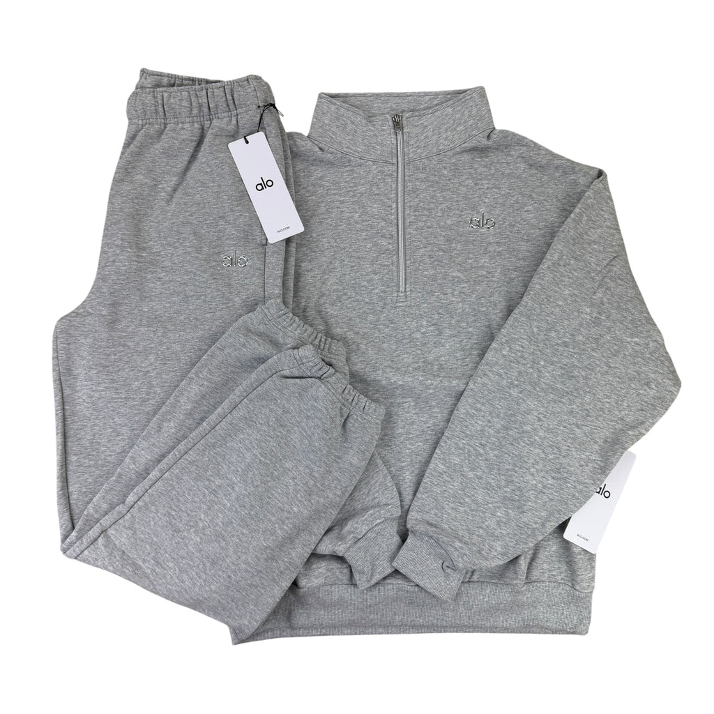 Alo Men’s Grey Full 1/4 Zip & Cuffed Bottoms Tracksuit