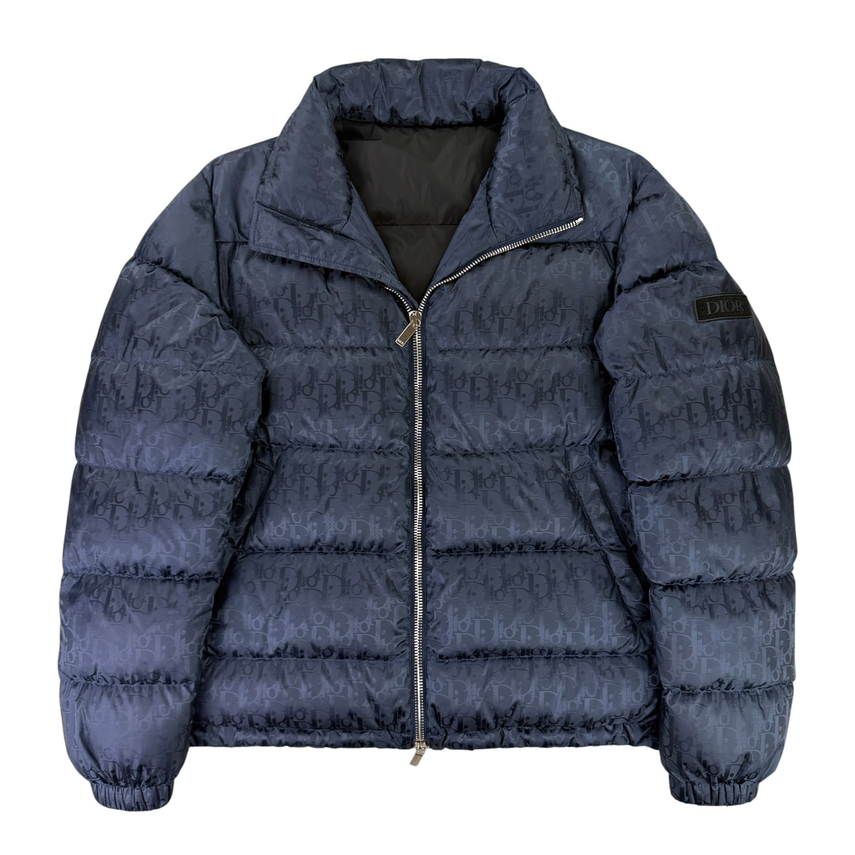 Dior Men’s Navy Oblique Zip-up Down Jacket - 48 (M/L)