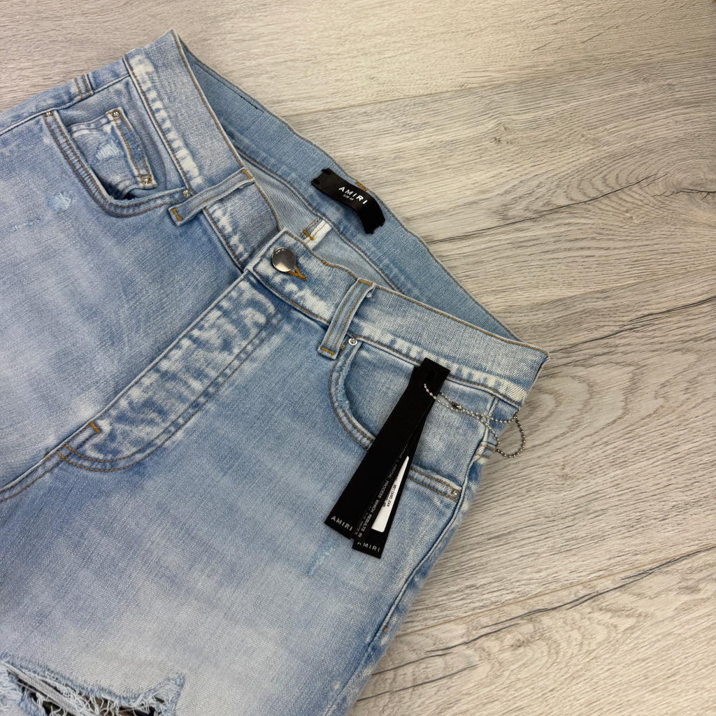 Amiri MX1 Distressed Blue Jeans Camo Patch - Uk 32