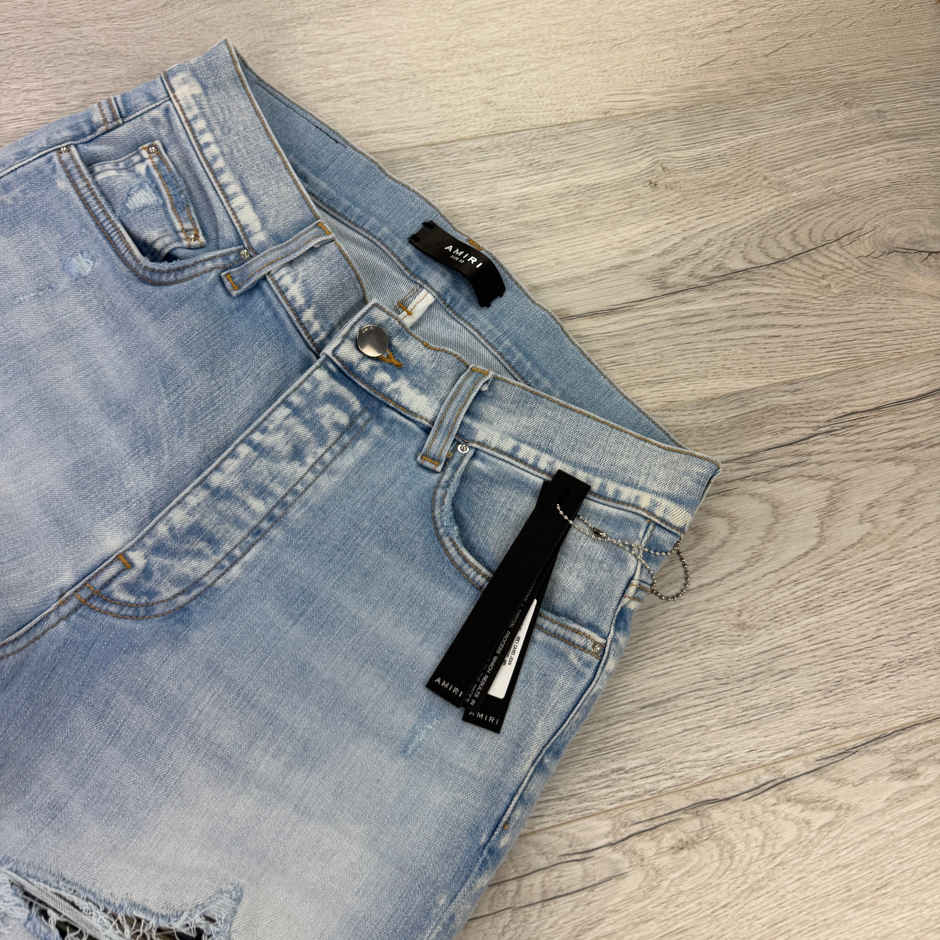 Amiri MX1 Distressed Blue Jeans Camo Patch - Uk 32