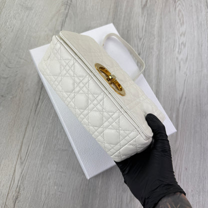 Dior Women’s White Small Dior Caro Ivory Supple Cannage Calfskin Bag