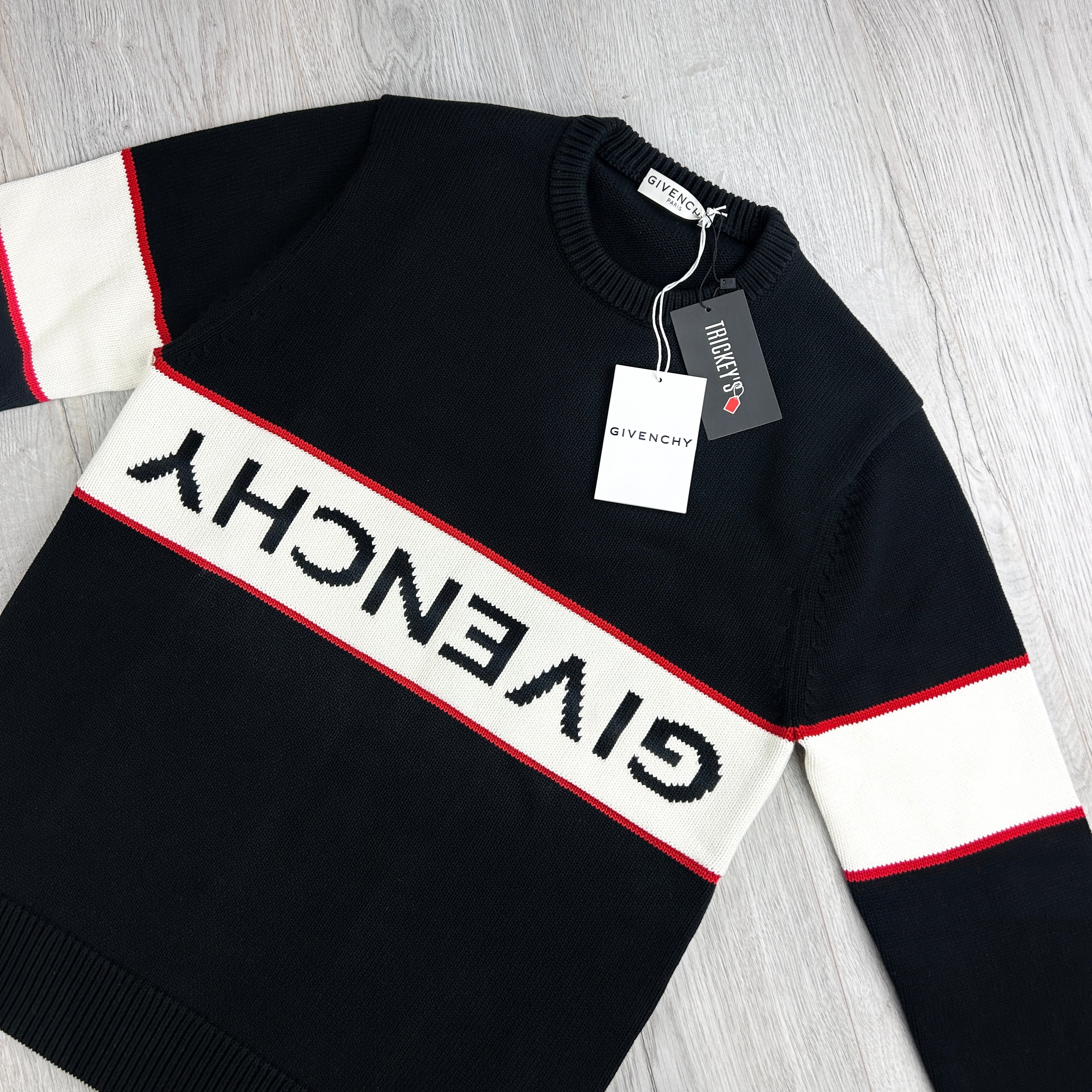 Givenchy Men’s Black Knitted Crewneck With Upside Down Logo