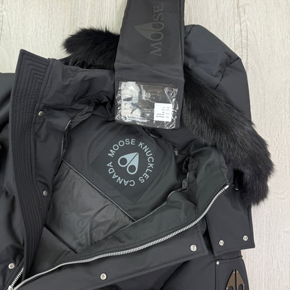 Moose Knuckles Men’s Black 3Q Shearling-Trim Jacket