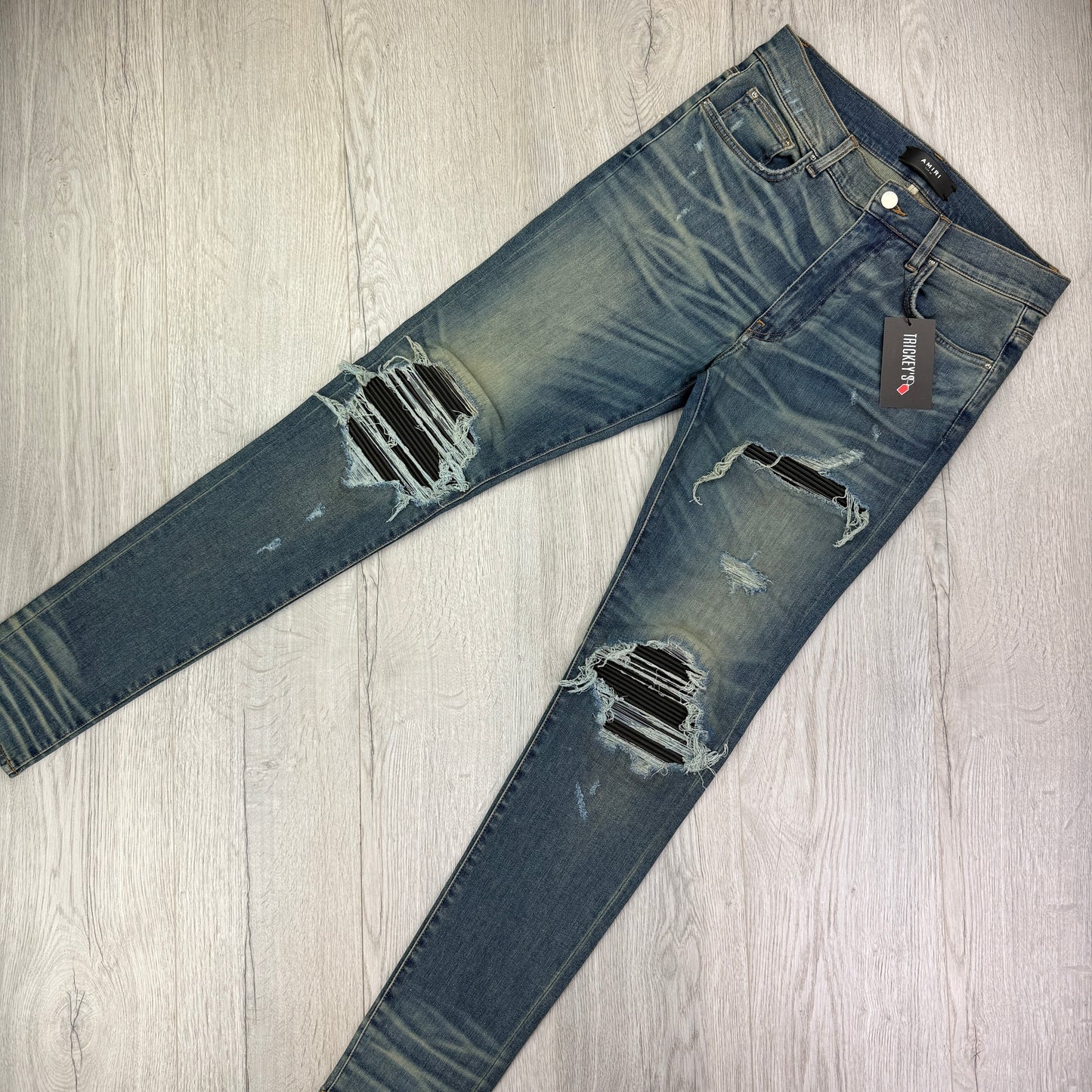 Amiri Men’s Blue MX1 Distressed Ripped Jeans - Uk 32