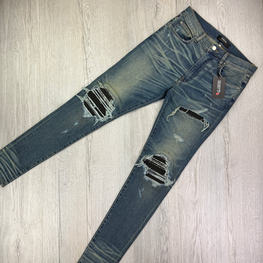 Amiri Men’s Blue MX1 Distressed Ripped Jeans - Uk 32