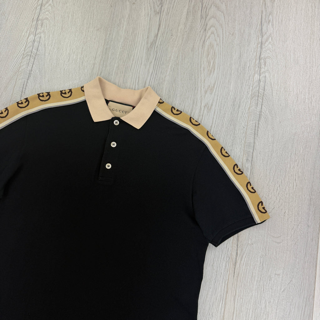 Gucci Men’s Black Polo GG Sleeve - Small