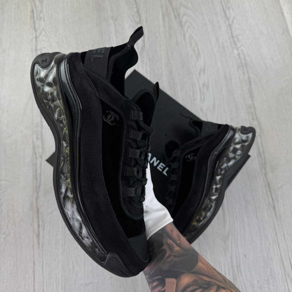 Chanel Men’s Triple Black Sock CC Runners - Uk 9