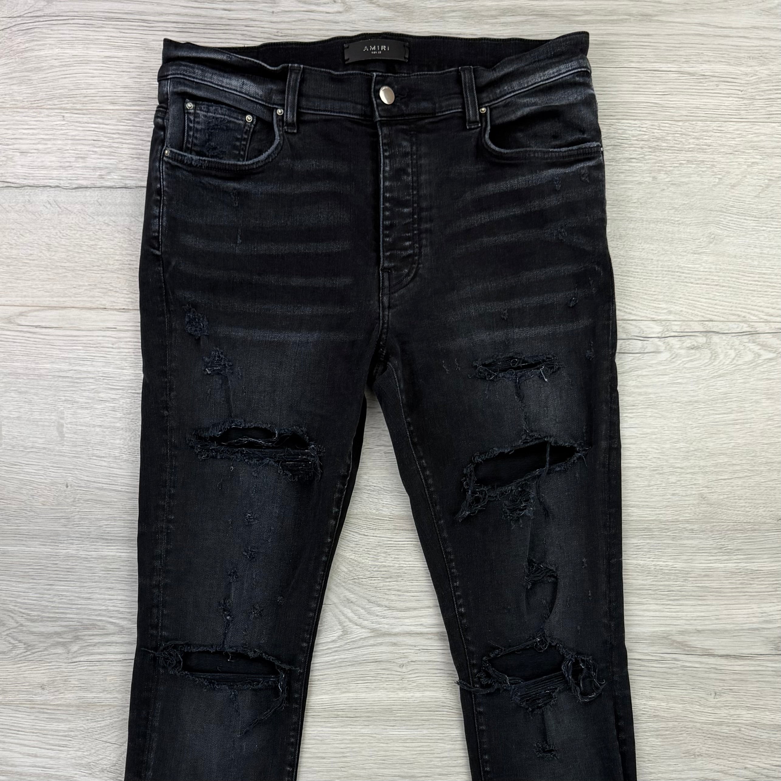 Amiri Men’s Black Ripped Distressed Jeans - Uk 32