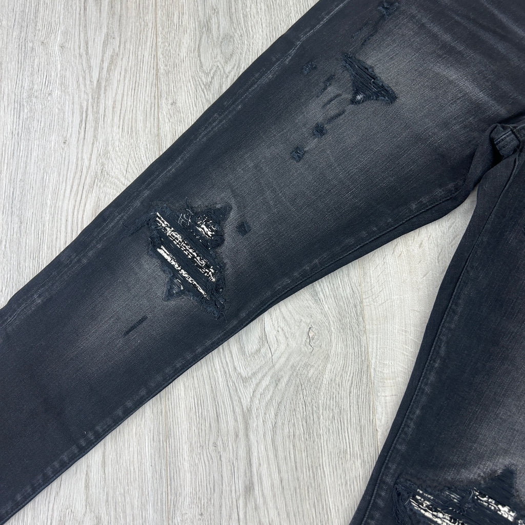 Amiri Men’s Boucle MX1 Aged Black Distressed Jeans