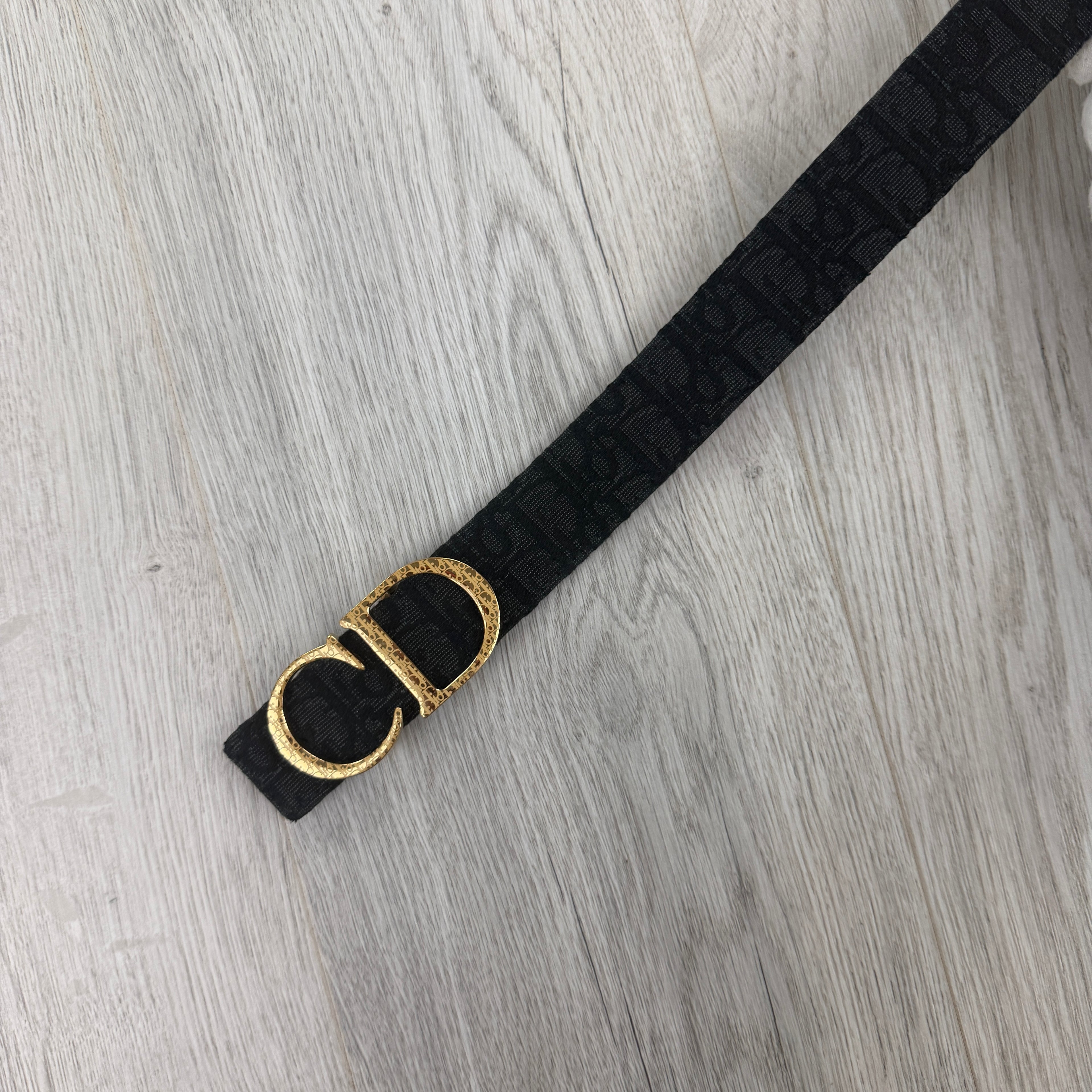 Dior Men’s Oblique Belt With Gold CD Buckle - 95 (Uk 30 -34)