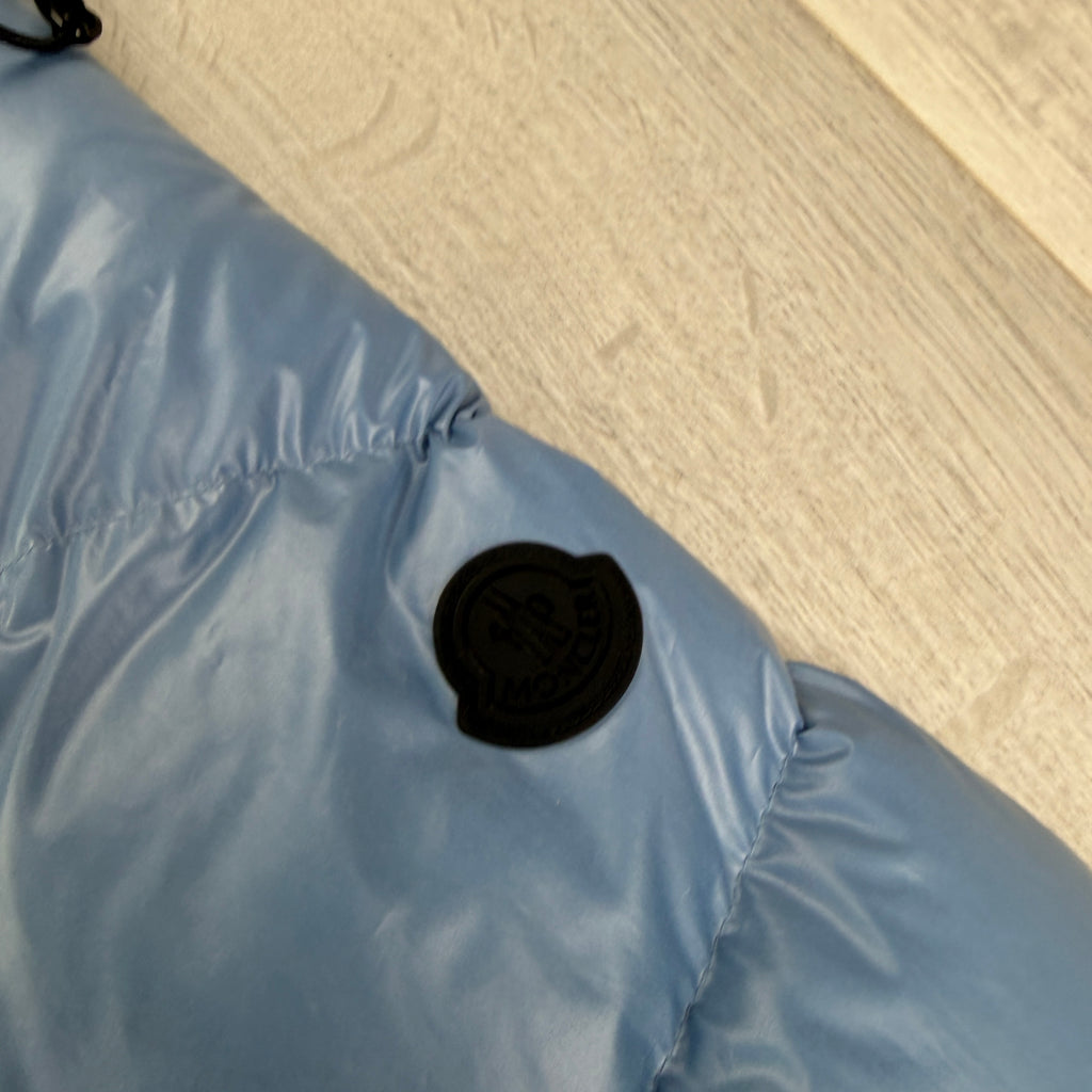 Moncler Men’s Yonne Baby Blue Black Badge Zip-up Down Jacket