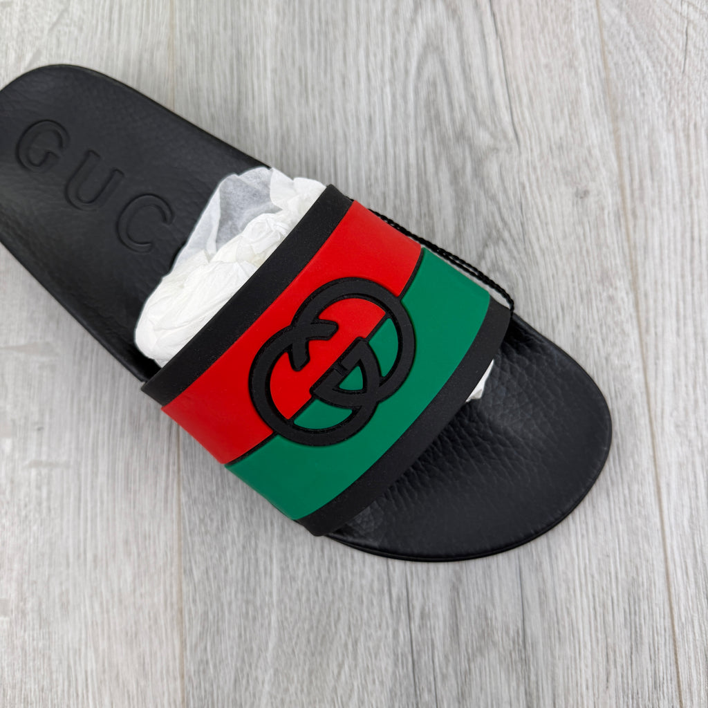 Gucci Men’s Black GG Interlocking Pool Sliders