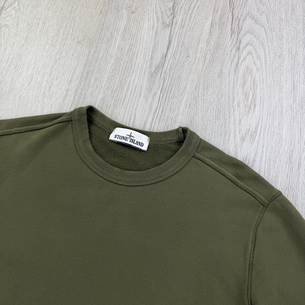 Stone Island Men’s Khaki Green Crewneck Jumper - Small