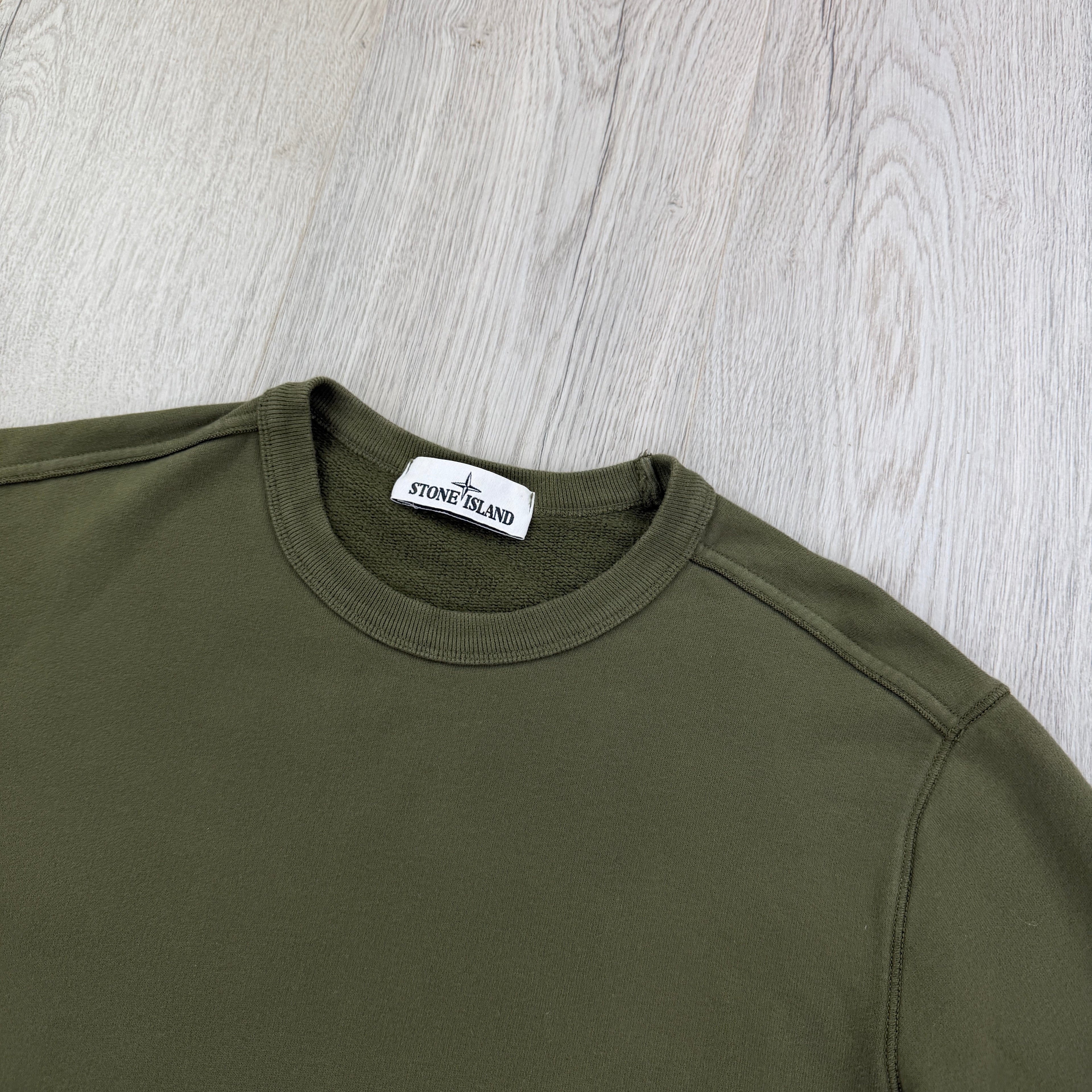 Stone Island Men’s Khaki Green Crewneck Jumper - Small