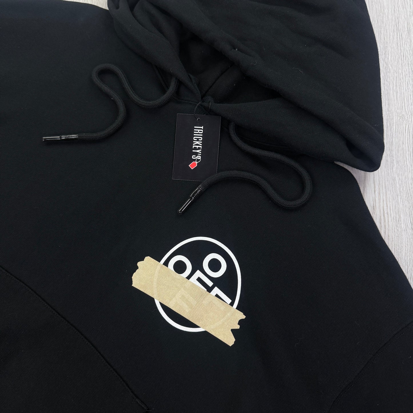 Off White Men’s Black Tape Arrows Logo Pullover Hoodie - Medium