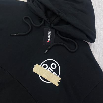 Off White Men’s Black Tape Arrows Logo Pullover Hoodie - Medium