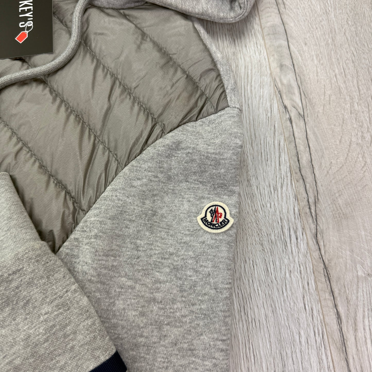 Moncler Men’s Maglia Grey Zip-up Hoodie Reflective Sleeves - Medium