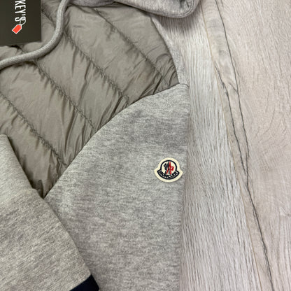 Moncler Men’s Maglia Grey Zip-up Hoodie Reflective Sleeves - Medium