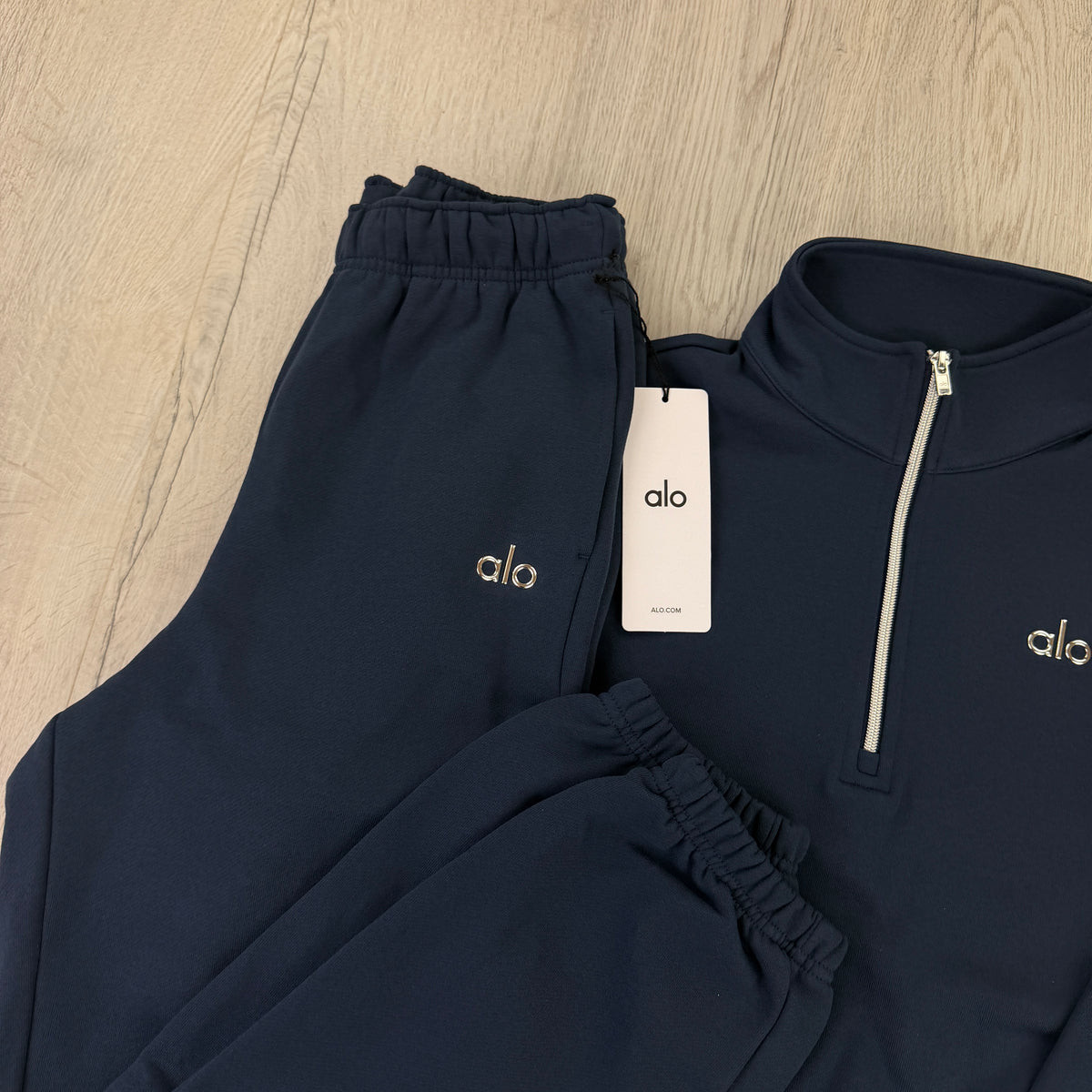 Alo Men’s Navy Full 1/4 Zip & Cuffed Bottoms Tracksuit