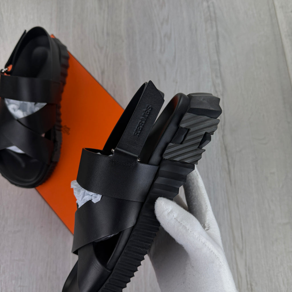 Hermes Men’s Black Sandals - Uk 9