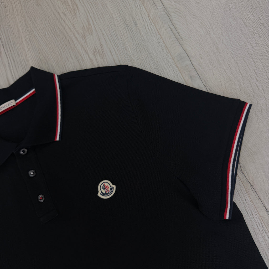 Moncler Men’s Black Polo Shirt - Large Slim