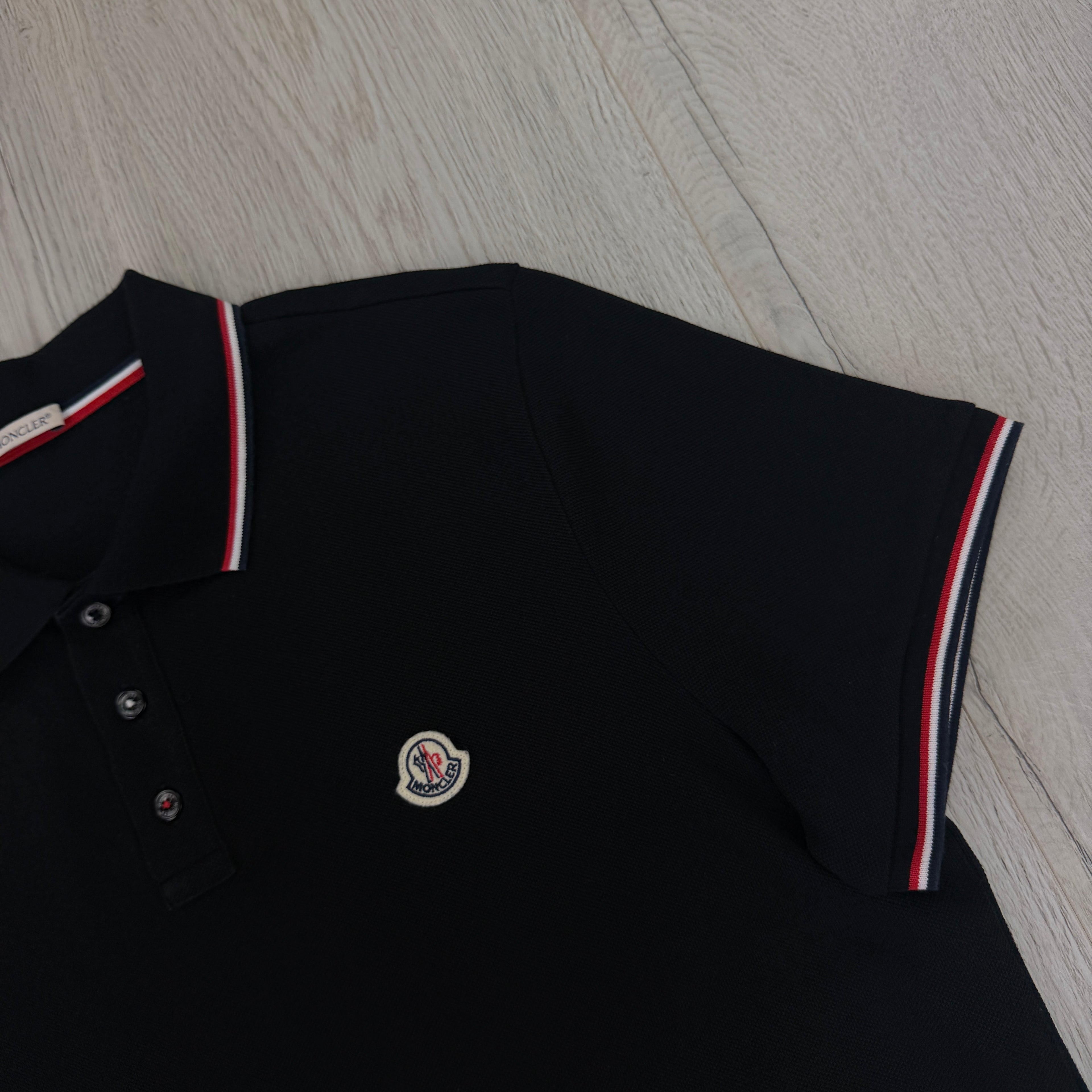 Moncler Men’s Black Polo Shirt - Large Slim
