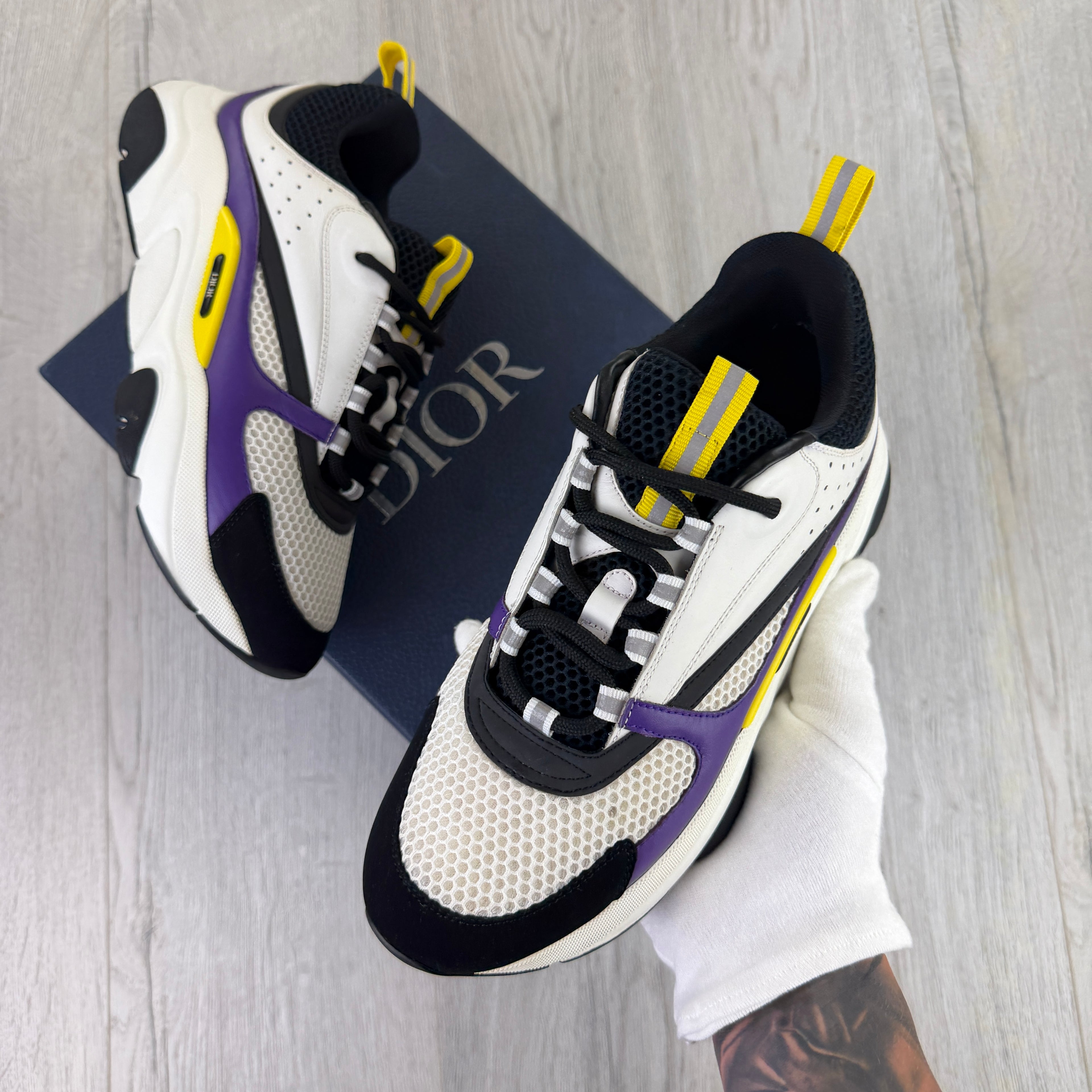 Dior B22 Men’s Purple Yellow White Runners - 42 (Fit Uk 7.5)