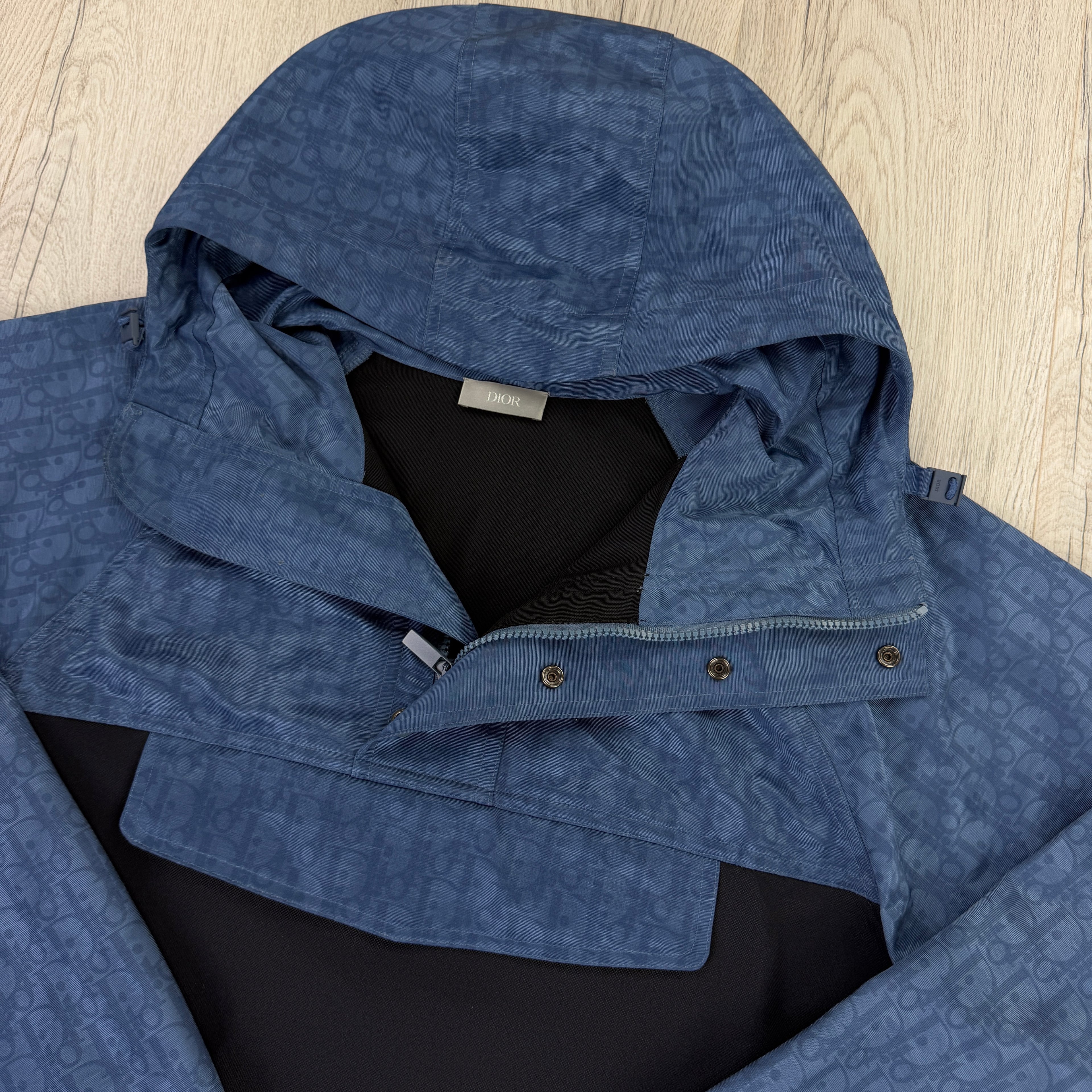 Dior Mens Oblique Black / Bue Anorak Jacket - XL