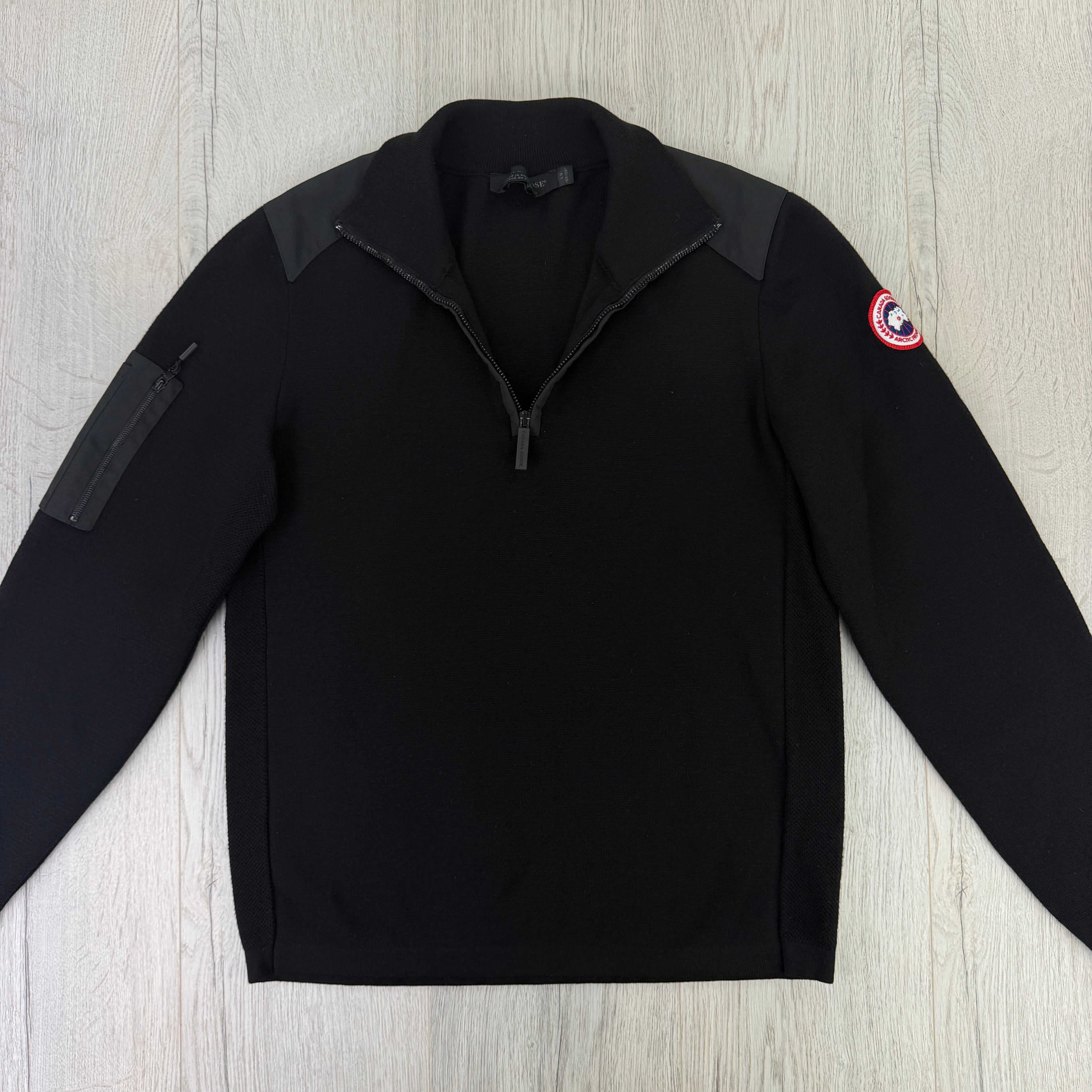 Canada Goose Men’s Black 1/4 Zip Jumper - Large (Fit Medium)