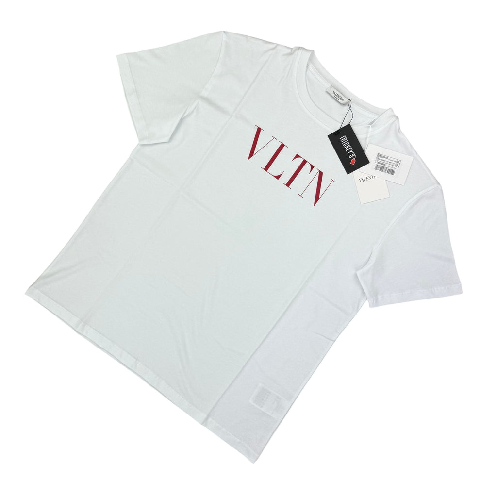 Valentino Men’s White T-shirt Red ‘VLTN’ Logo