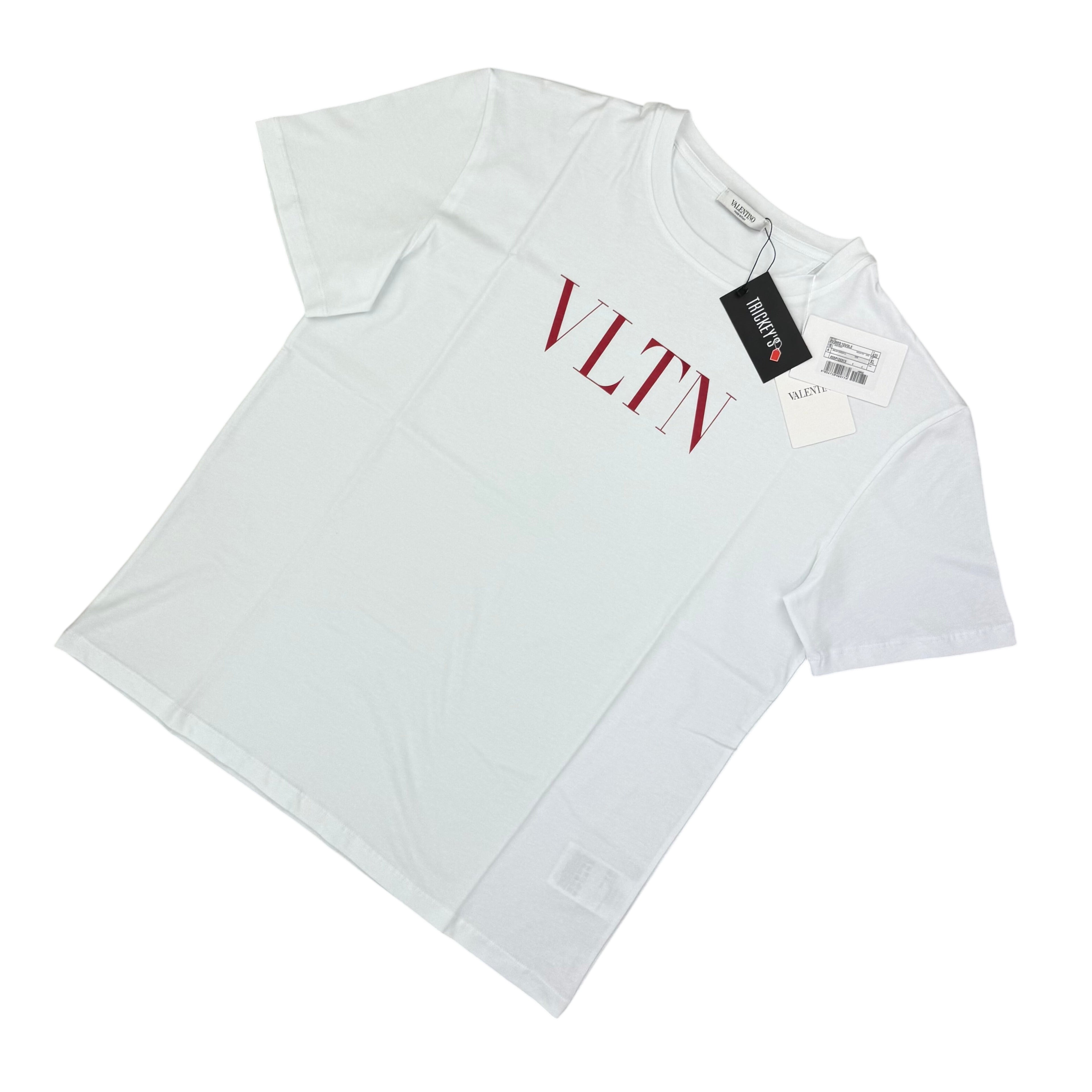 Valentino Men’s White T-shirt Red ‘VLTN’ Logo