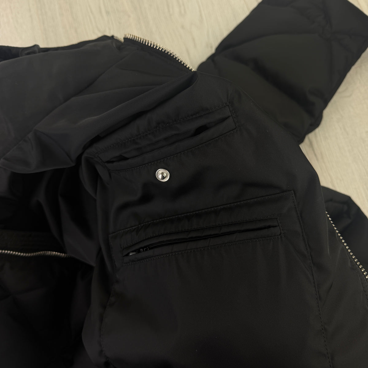 Prada Men’s Black Re-Nylon Triangle Padded Long Down Jacket White Logo - 50 (Fit XL)