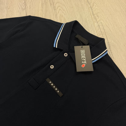 Prada Men’s Navy Black Badge Polo - Large Slim