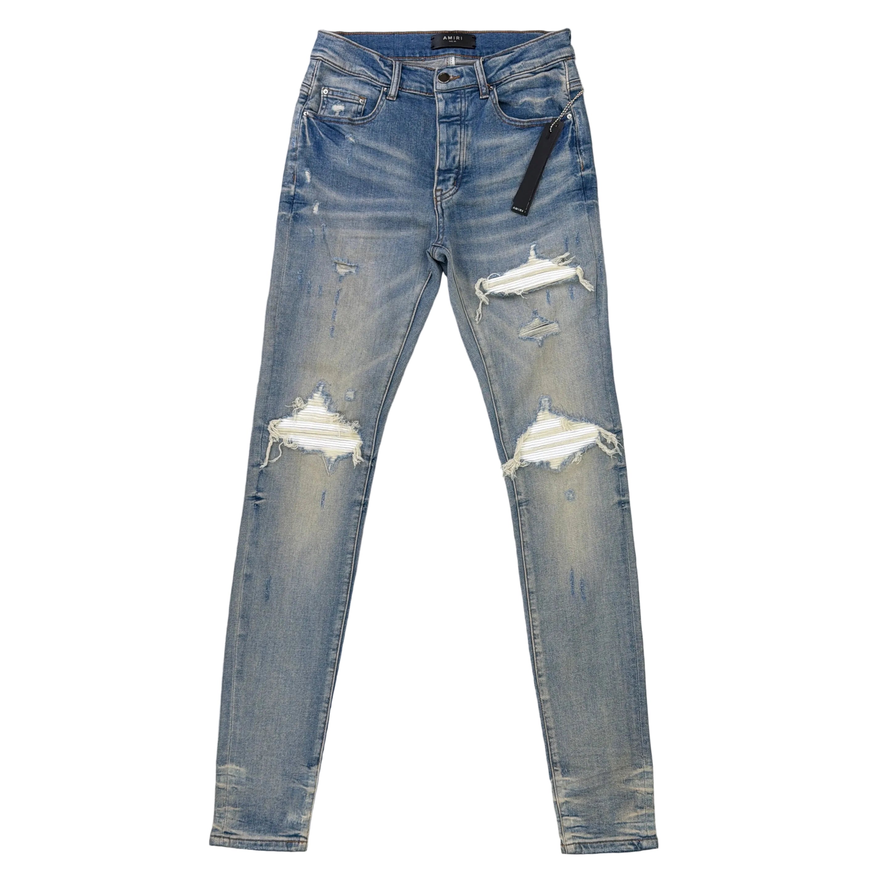 Amiri Men’s Blue MX1 Distressed Ripped Jeans - Uk 30
