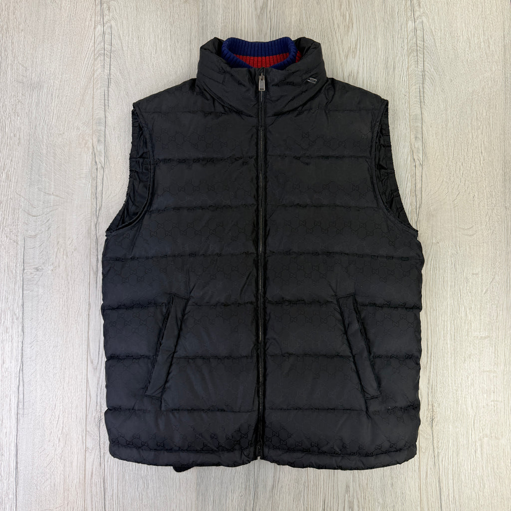 Gucci Men’s Balck Zip-up Monogrammed GG Body-warmer  - 50 (Medium)