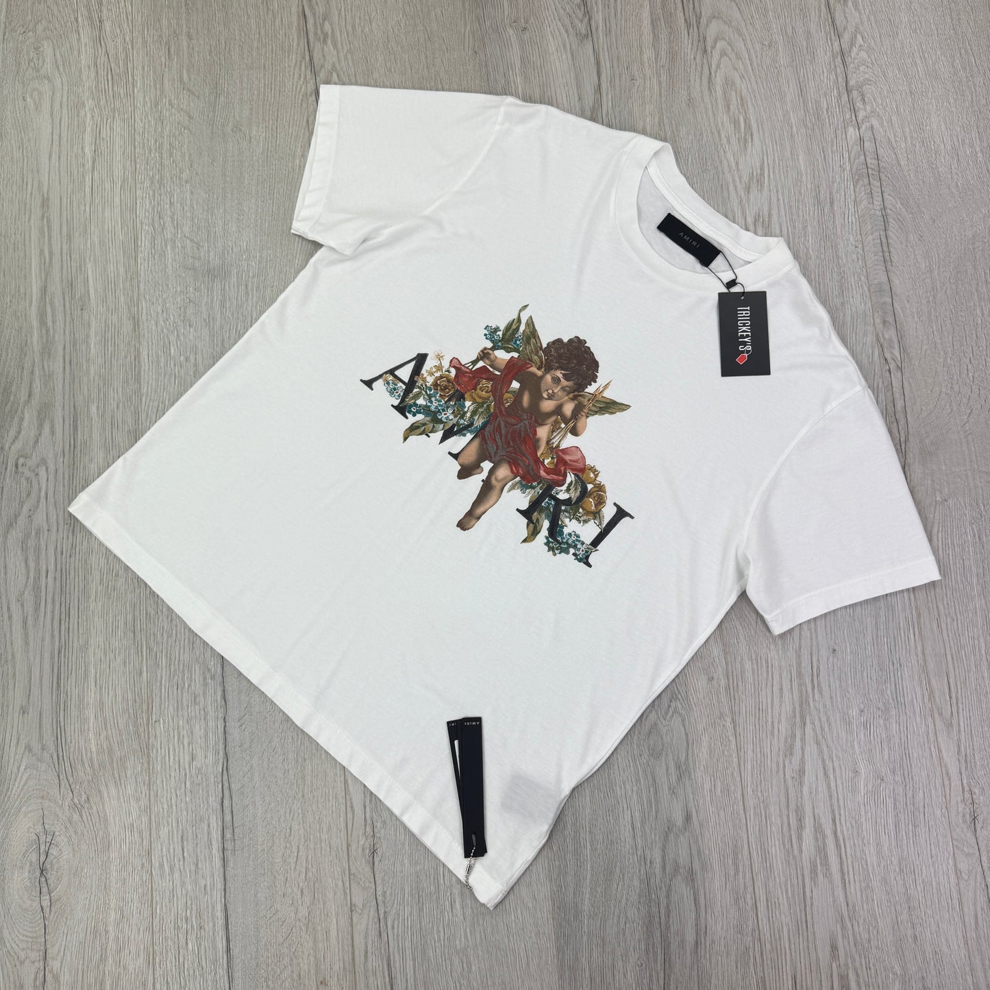 Amiri Men’s White Cherub Logo T-shirt - Medium Oversized