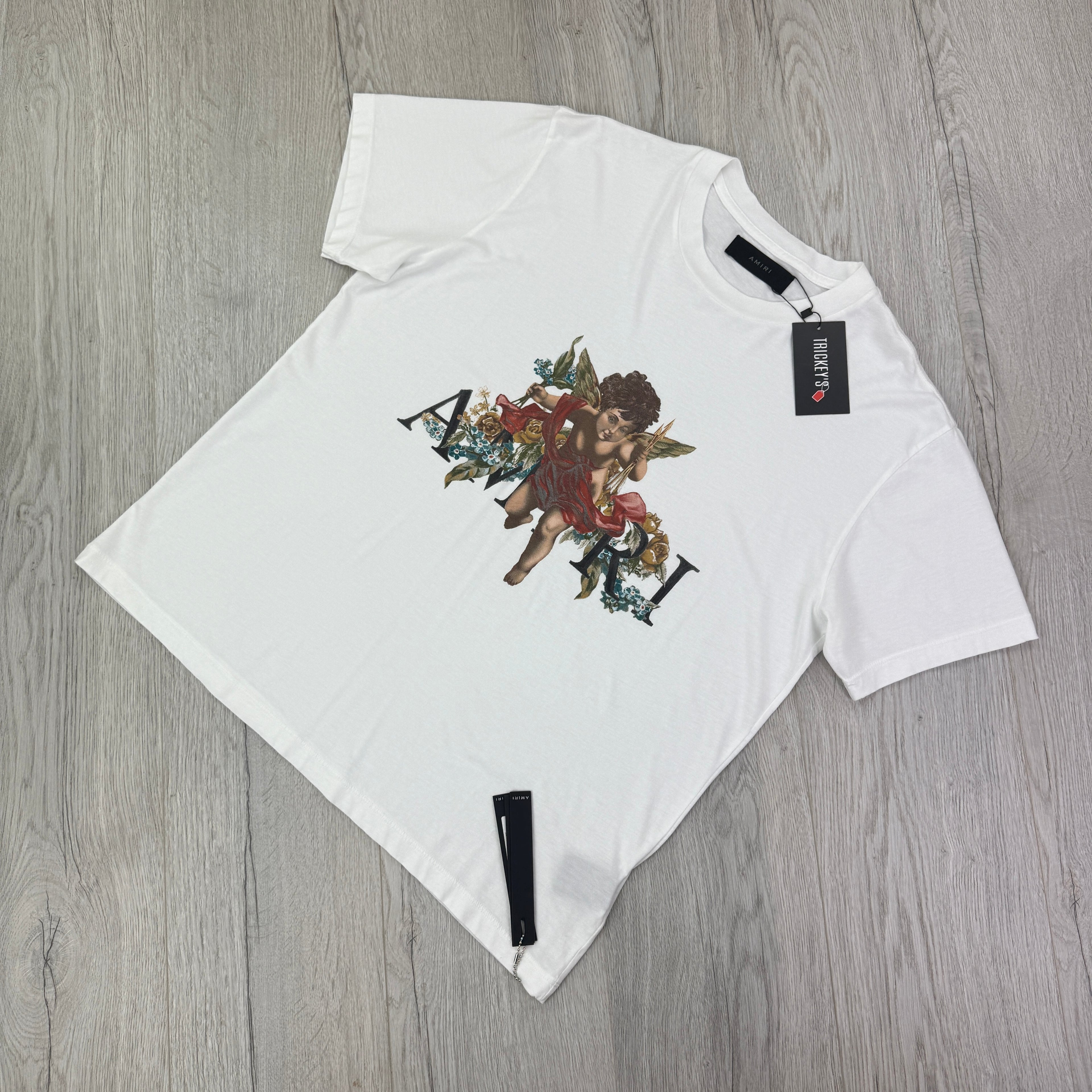 Amiri Men’s White Cherub Logo T-shirt - Medium Oversized