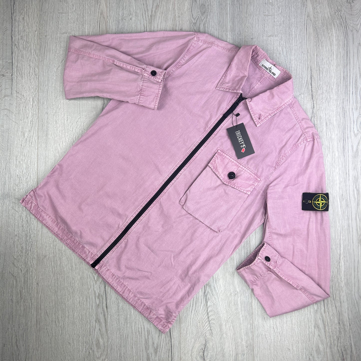 Stone Island Men’s Pink Zip-up Overshirt - Medium