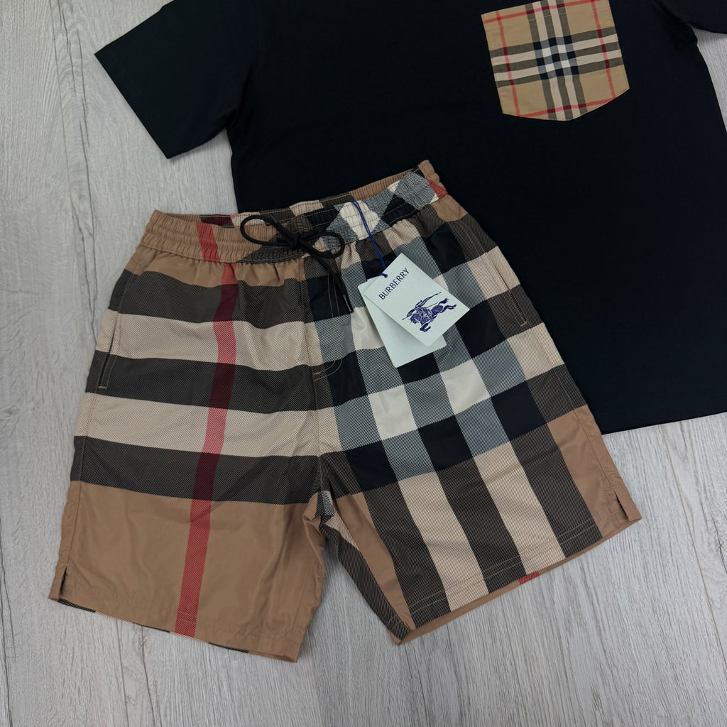 Burberry Men’s Black T-shirt & Shorts Set