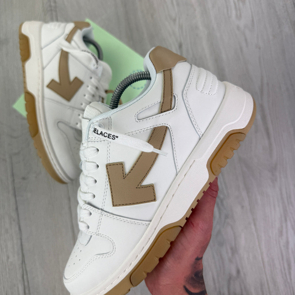 Off White Out Of Office Beige & White Low Trainers - Uk 6
