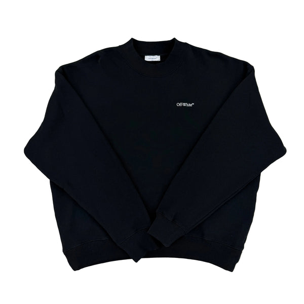 Off White Men’s Black Crewneck Jumper Oversized - Large