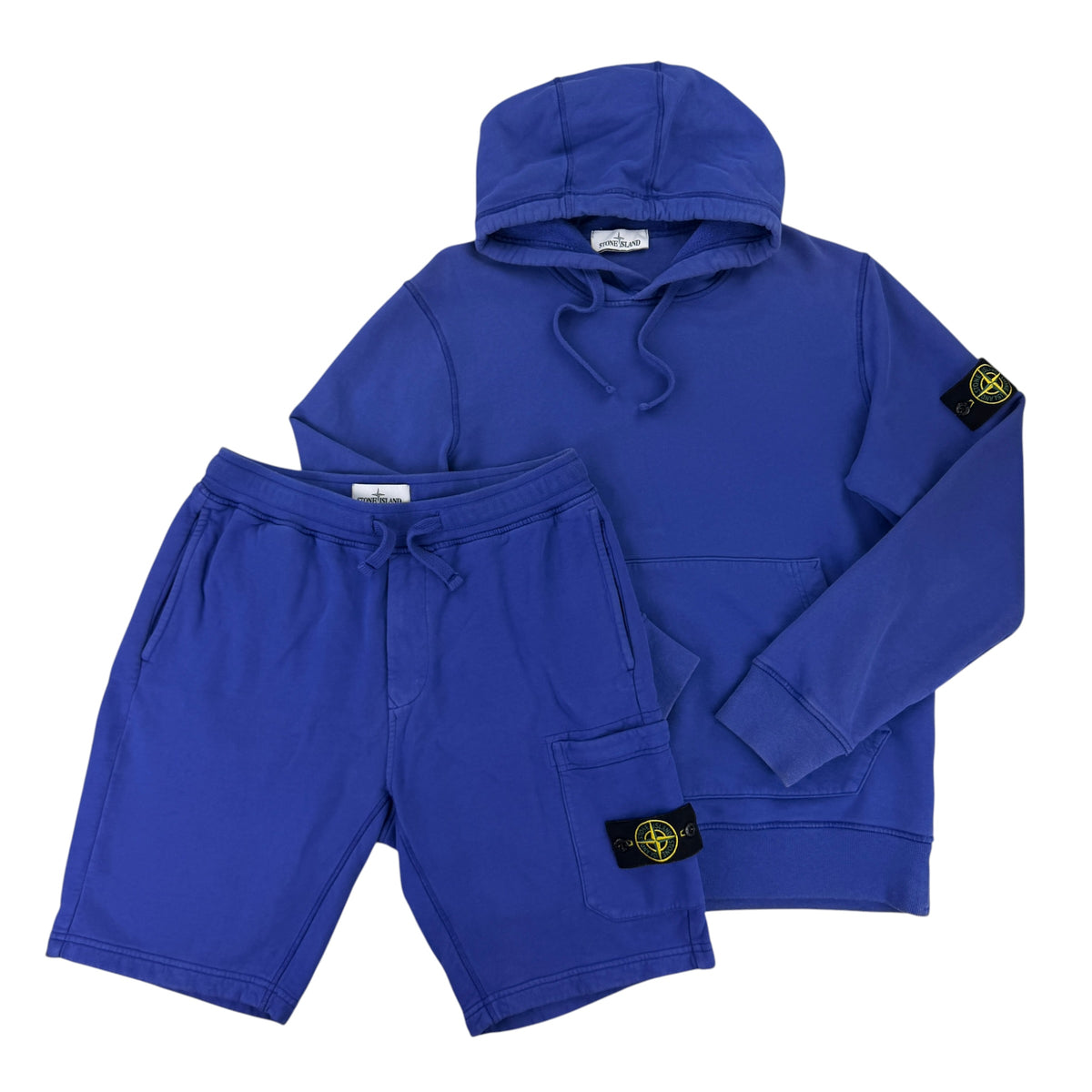 Stone Island Men’s Royal Blue Hoodie & Shorts Set - Large