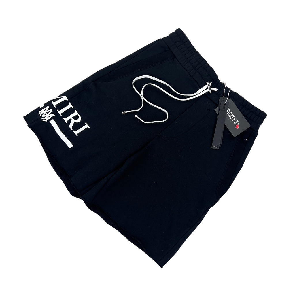 Amiri Men’s Black Cotten Logo Printed Drawstring Shorts