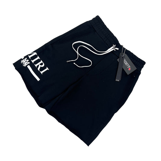 Amiri Men’s Black Cotten Logo Printed Drawstring Shorts