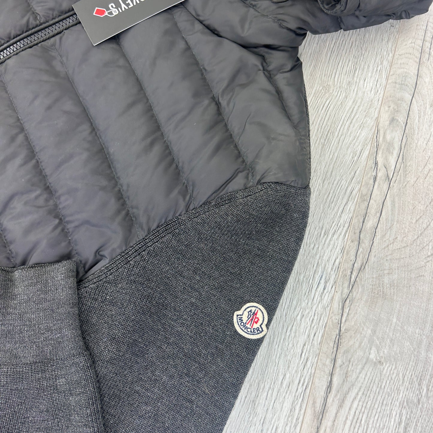 Moncler Men’s Dark Grey Padded & Knitted Maglia Hoodie - XL Slim