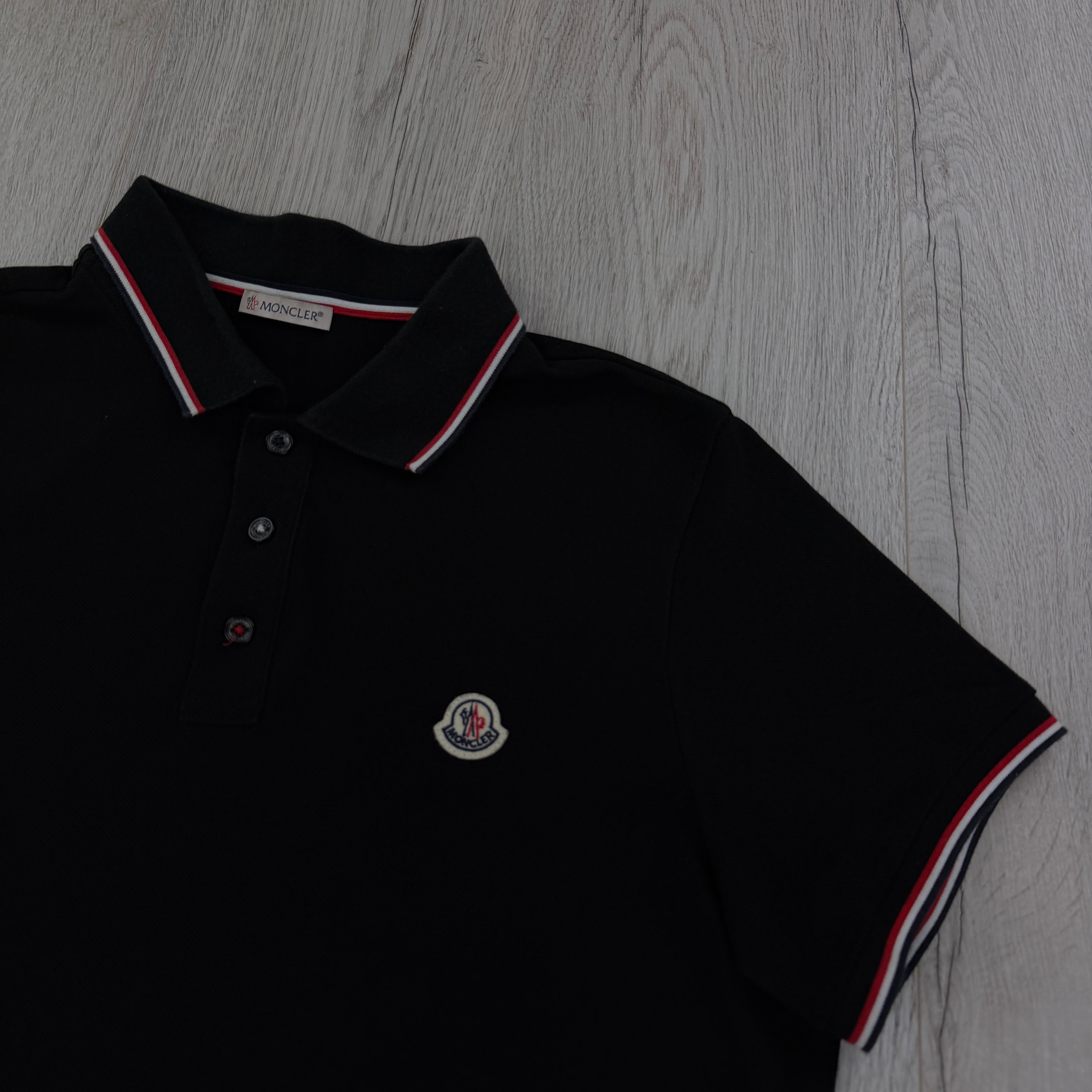 Moncler Men’s Black Polo Shirt - Medium Slim