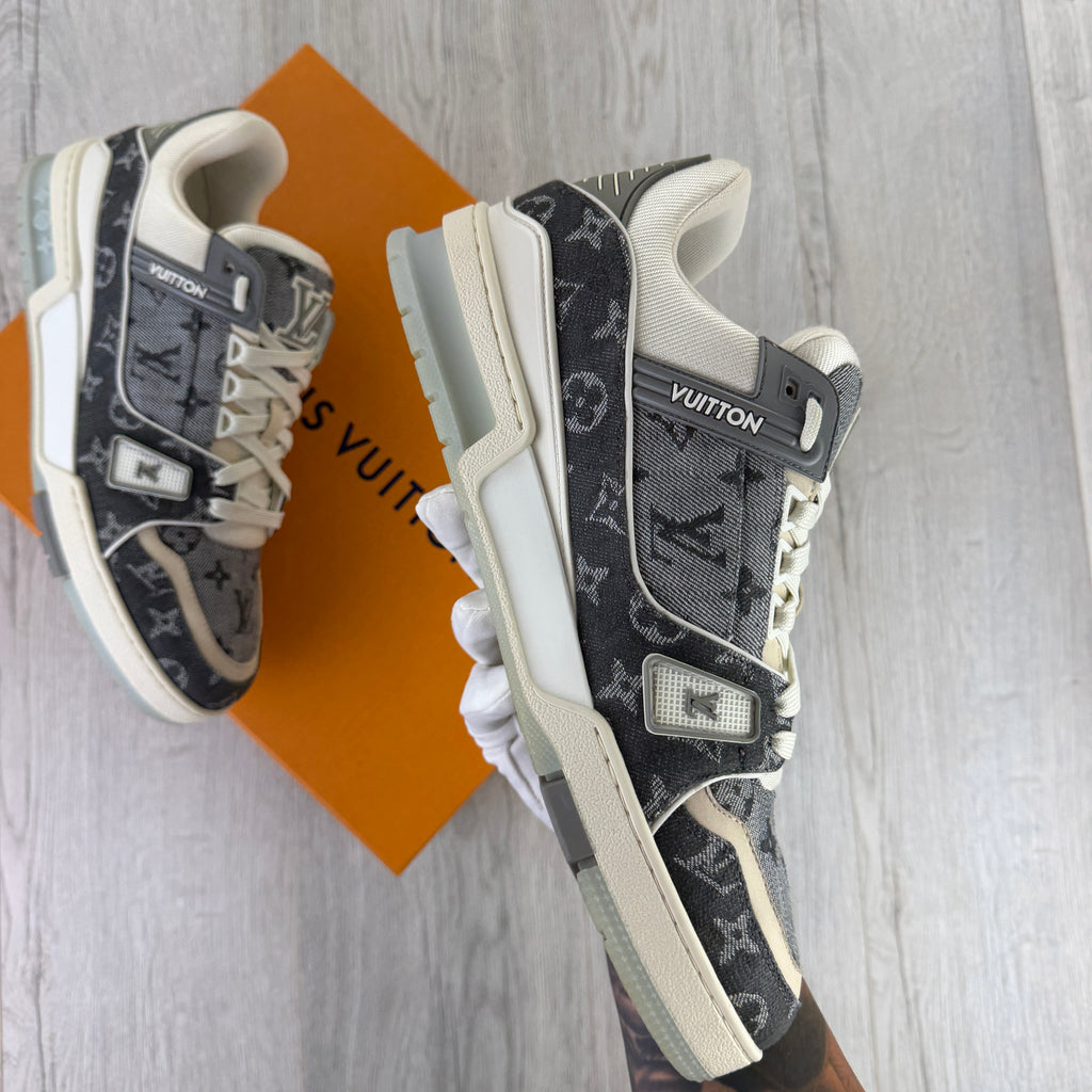 Louis Vuitton Men’s Grey / White Monogram Low Trainers - Uk 9.5 (Fit 10/10.5)